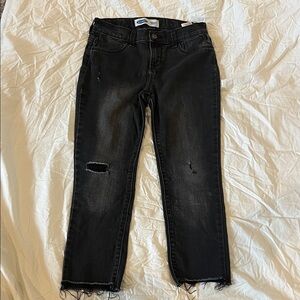 GAP Black Distressed Ankle Jeans